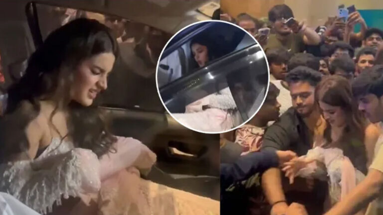 Actress Nidhhi Agerwal mobbed at Hyderabad's Lulu Mall during song launch