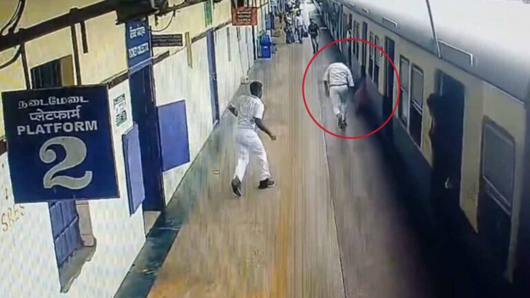 Woman falls while boarding train.. DTR comes as God.. Shocking video!!