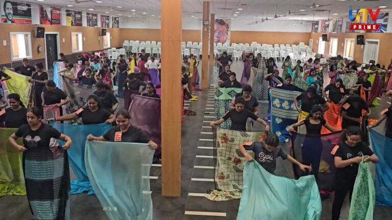Women in Coimbatore set record by wearing a saree in one minute