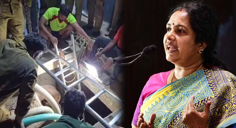 Corporation employees who died after falling into a 40-foot tank... DMK is to blame... says Vanathi