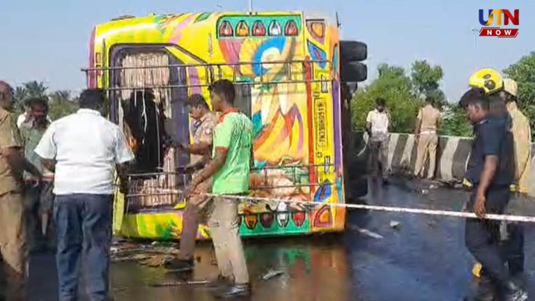 அதிவேகமா? இயந்திர கோளாறா?.. கட்டுப்பாட்டை இழந்து தடம் புரண்ட தனியார் பேருந்து..! coimbatore-neelambur-kms-private-bus-accident