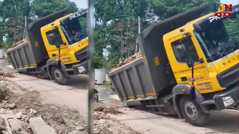 truck-stuck-in-coimbatore-sewage-pit